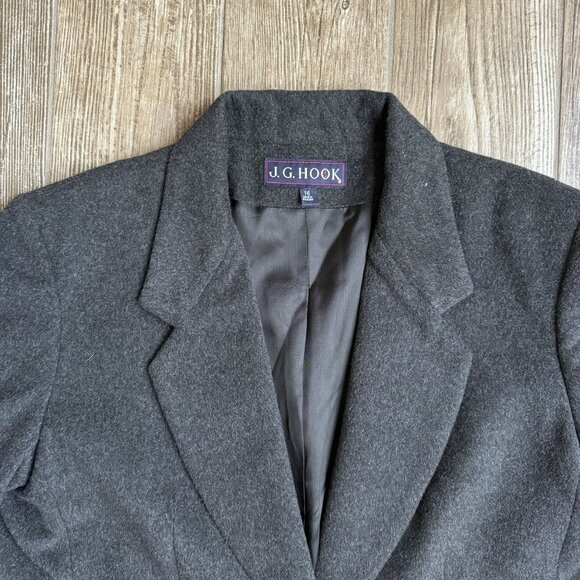 Vtg Womens Wool Cashmere Blend Blazer Jacket‎ 16 Charcoal Gray Academia Preppy - Picture 4 of 6